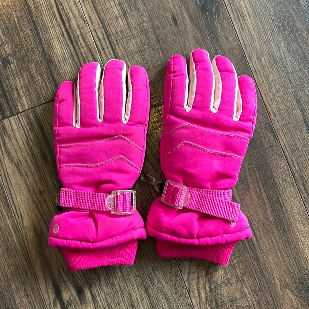 Girls Pink Snow Gloves